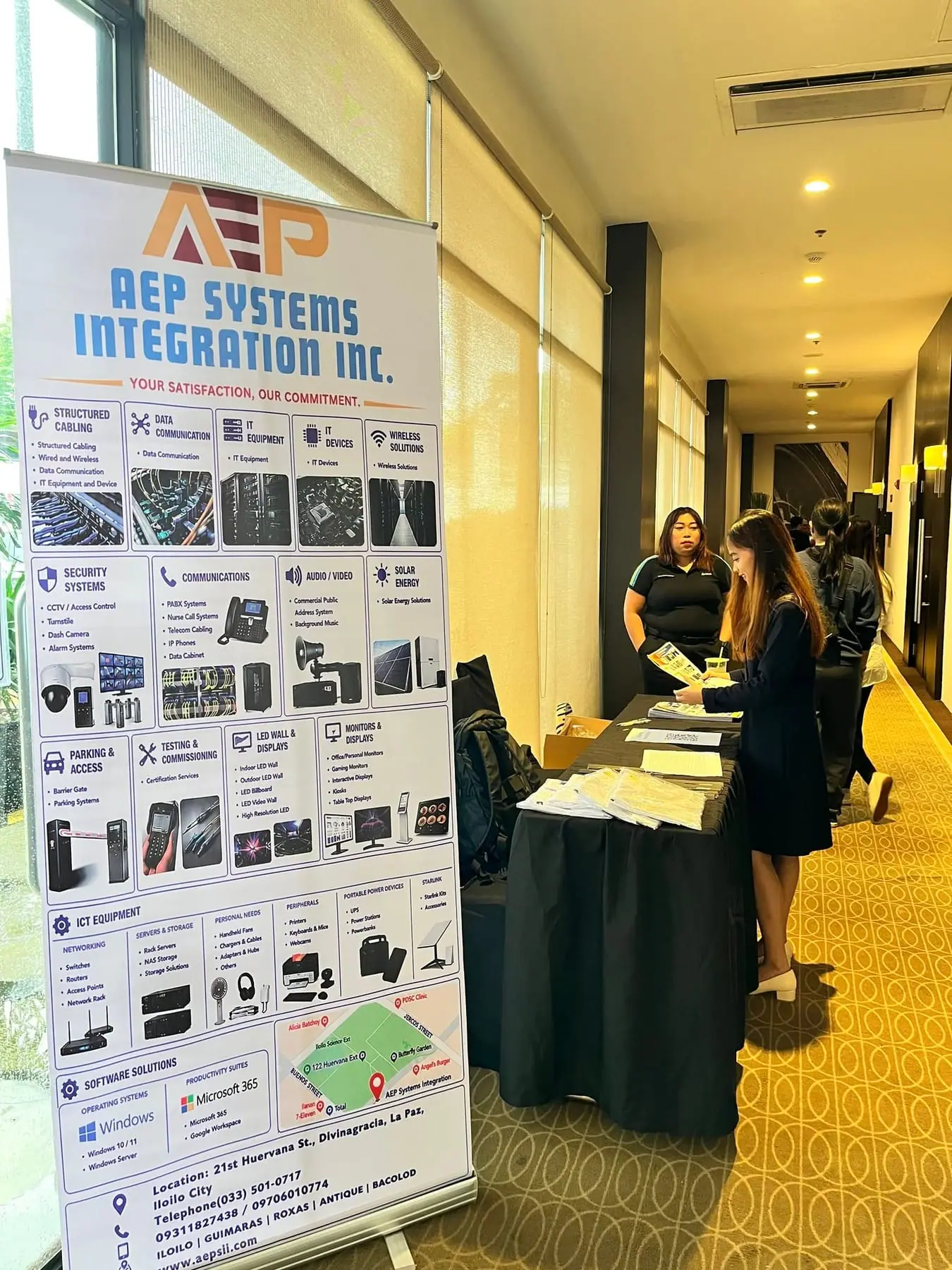 AEP display with product posters at the Cisco and Delta event