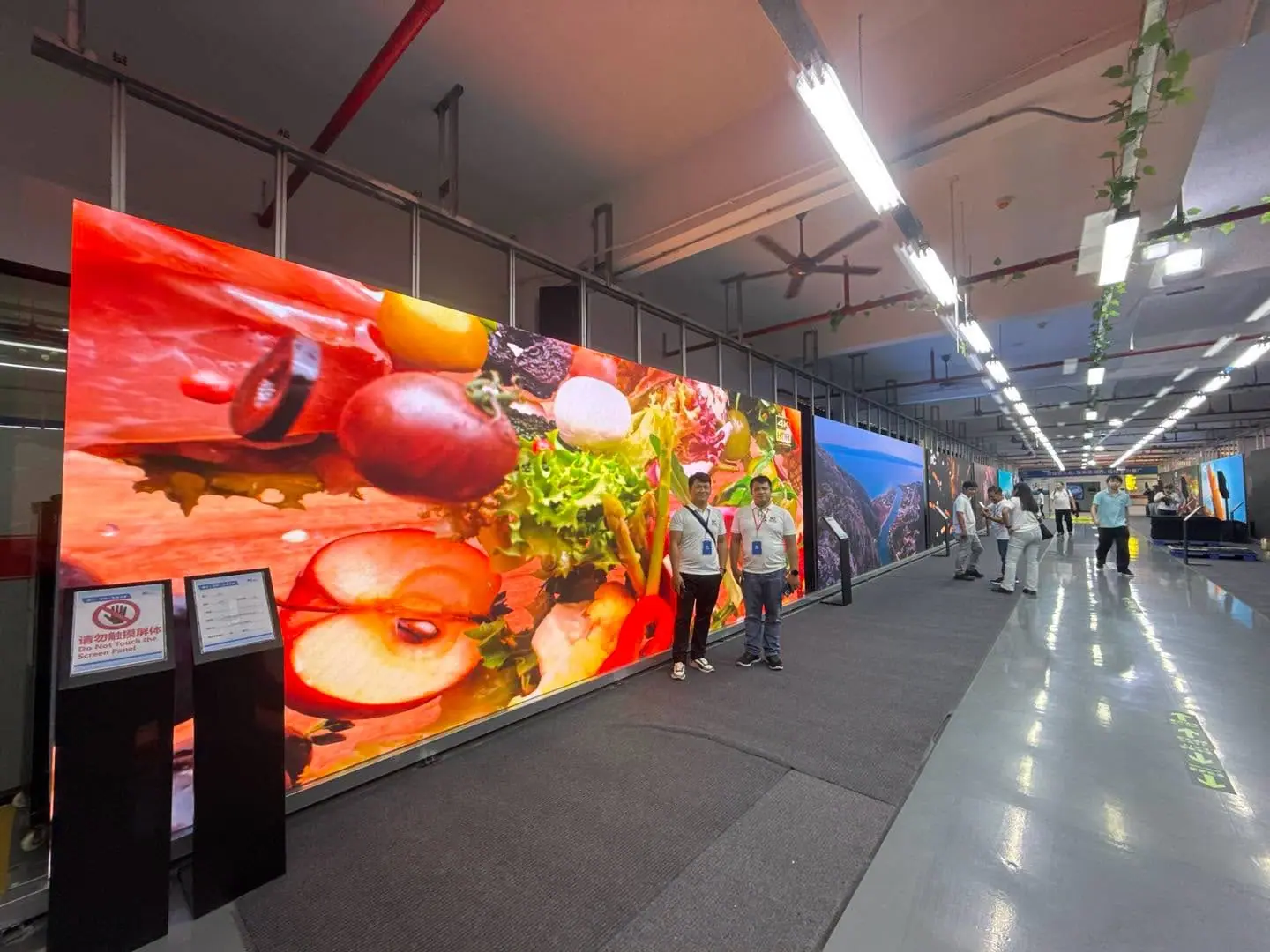 Large LED video wall shown during AEP’s LED display training visit with ITC