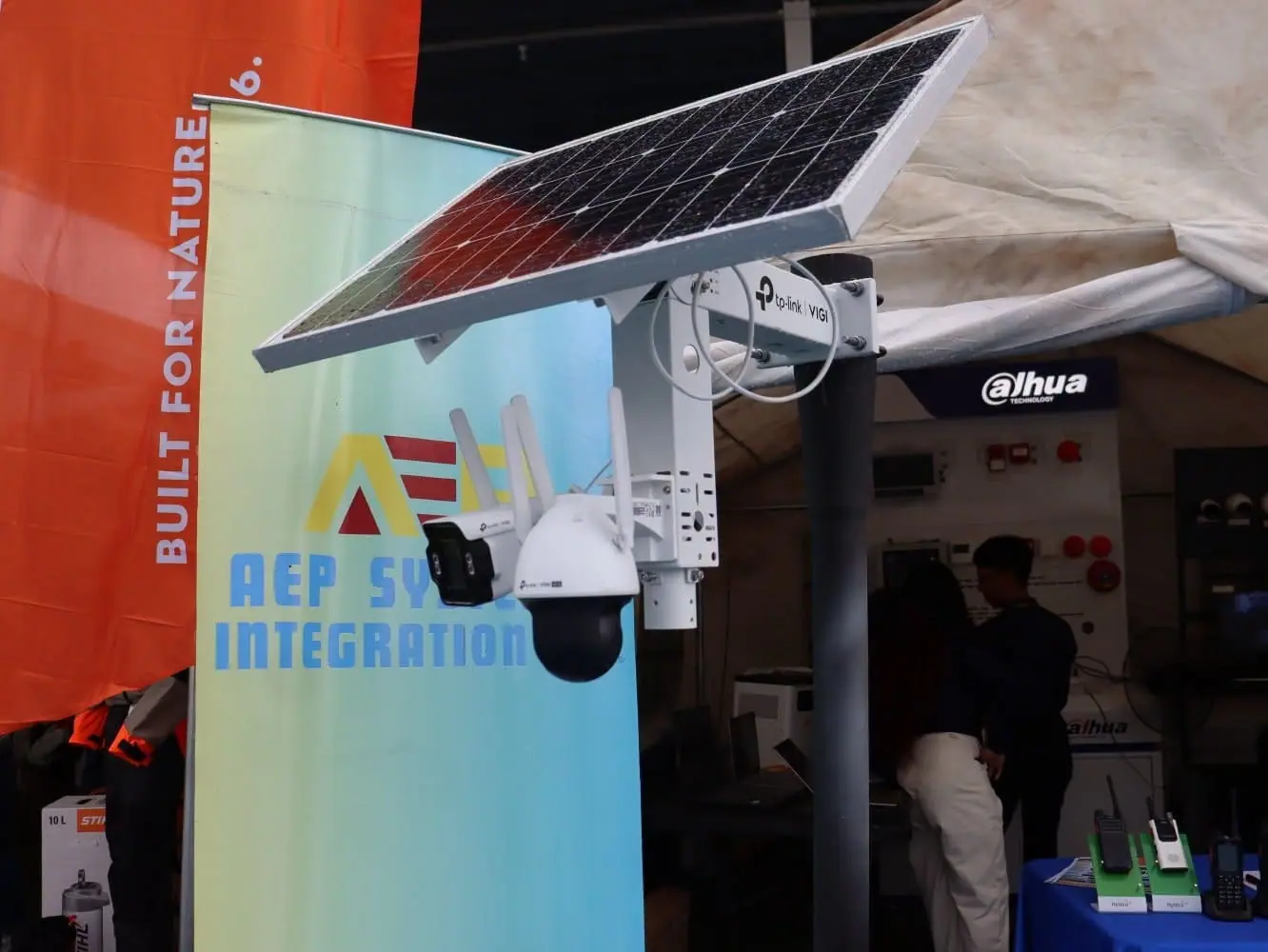 Solar-powered CCTV pole displayed at AEP’s exhibitor booth