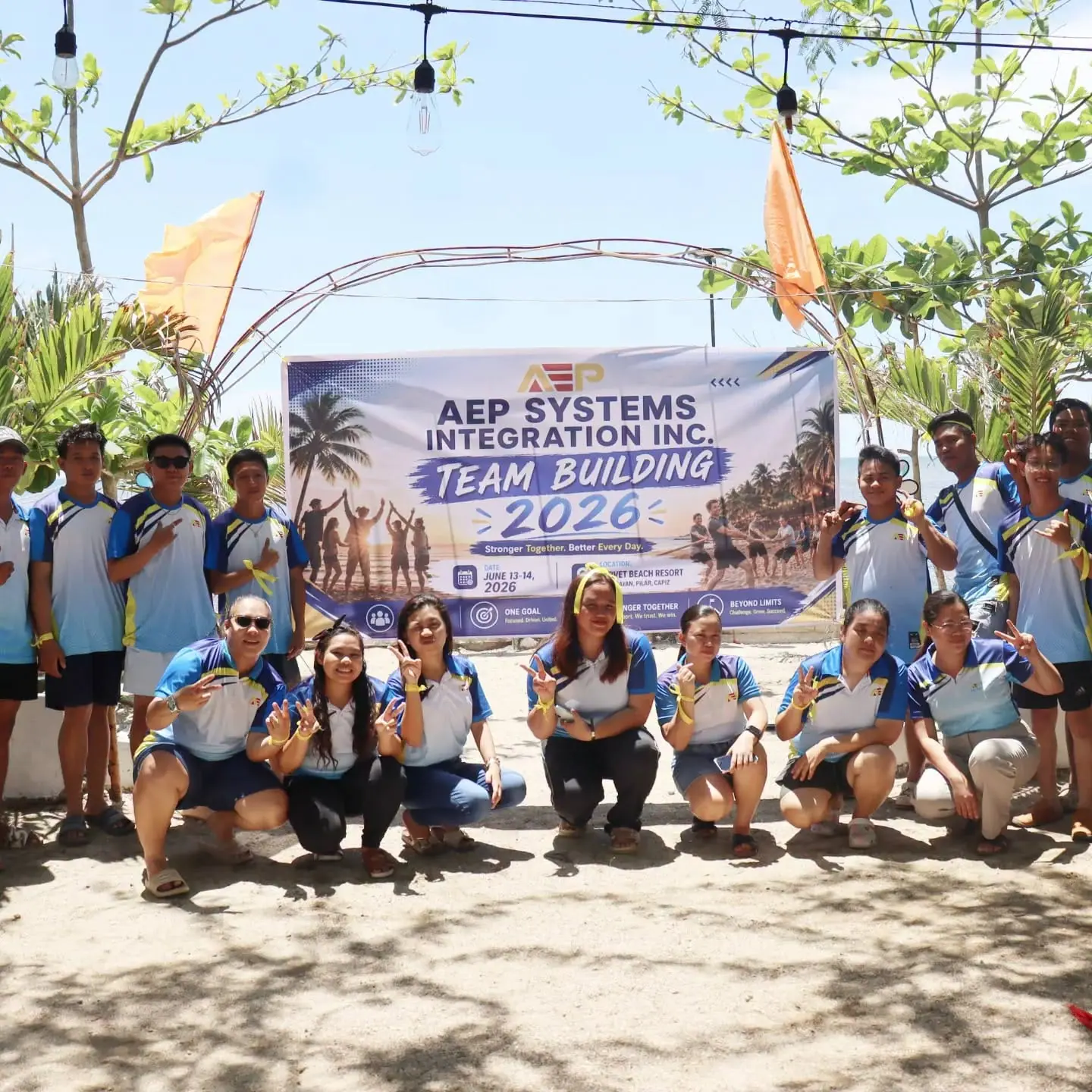 AEP team group photo under the Team Building 2026 banner